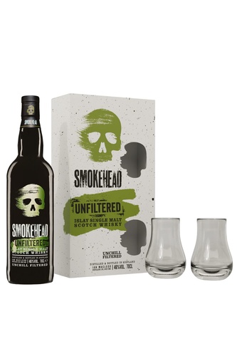 WHISKY SMOKEHEAD UNFILTERED COFFRET 2 VERRES 46% 70CL